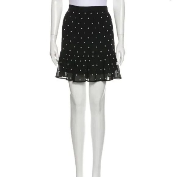 Michael kors Polka Dot Print Skirt- Silver Snap Embellishments-Large-Black-NWT - Picture 1 of 13